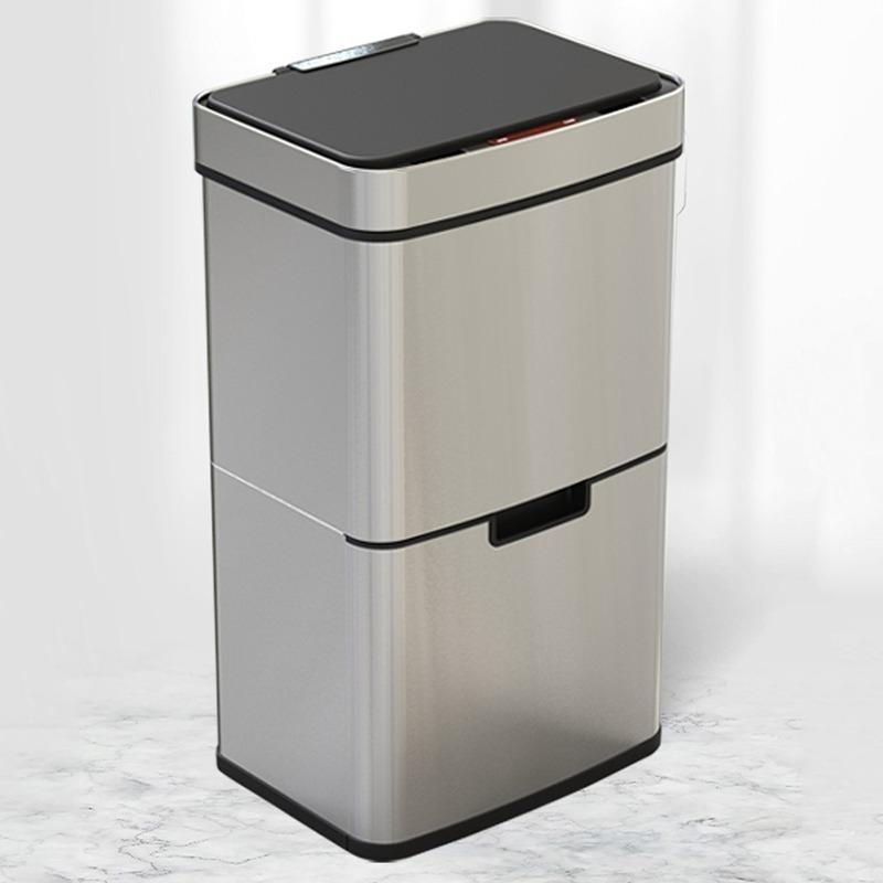 Automatic Sensor Trash Can Smart Stainless Steel Trash Bin Luxury Large Capacity Litter Bin Rectangular Kitchen Dustbin with Lid