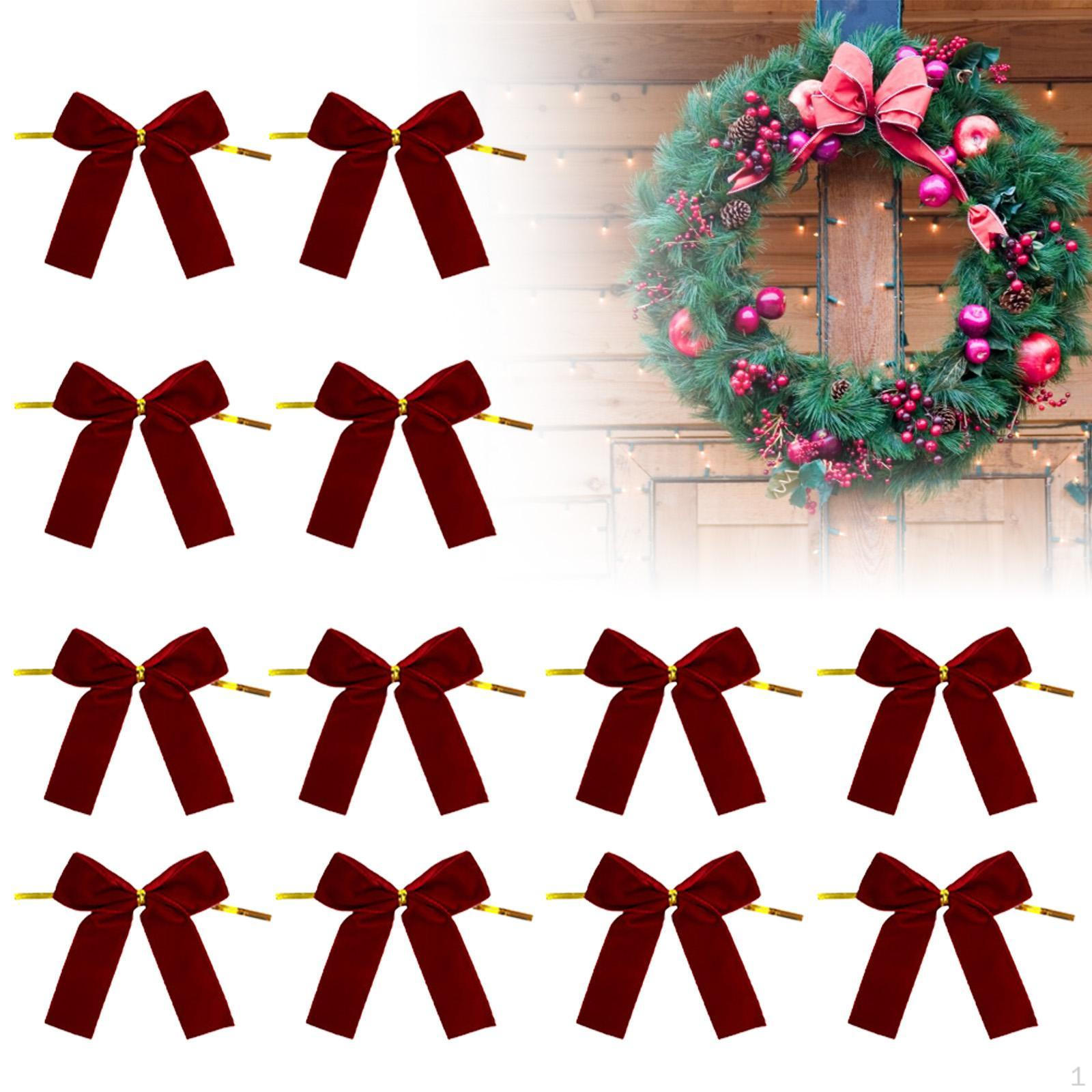 

12 штук бархатных бантов для елочных украшений, бантики, рождественские товары для вечеринки, для двери, праздничные вино красного