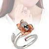 Inlaid Zircon Copper Ring Flower Skull Shape Adjustable Women Accessory Jewelry