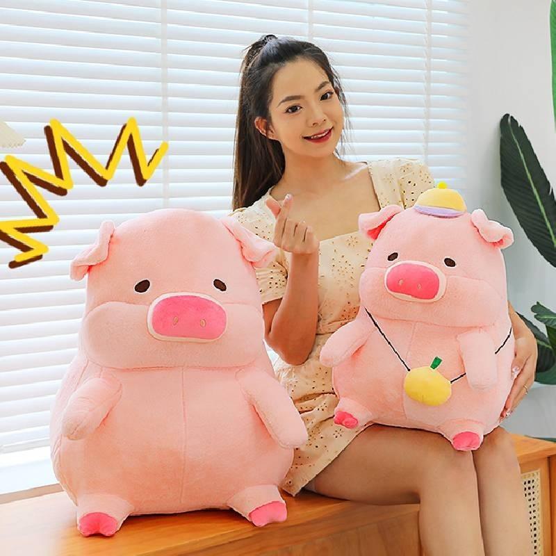 Mochila de Pelúcia Adorável Porquinha Lulu Boneco de Pelúcia Fofo Almofada Doce para Abraçar Presente