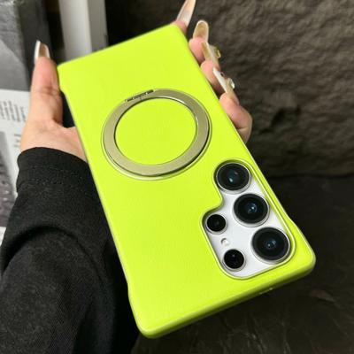 Capa de Celular Magnética Sem Moldura em Couro Fosco com Suporte para Samsung Galaxy S25 S24 S23 Ultra Fina Respirável para Capa Magsafe