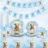 Bear Theme Party Tableware Paper Plates Tissue Supplies Children'S Teddy Bear Theme Birthday Disposable Party Decoration