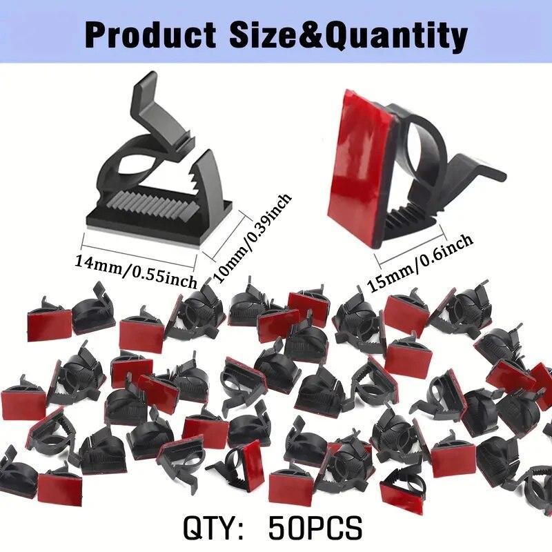 

50pcs Mini Outdoor Cable Clips With Adhesive Tapes Light Clips Decoration Clips Self Adhesive Hooks Wire Holder For Decoration