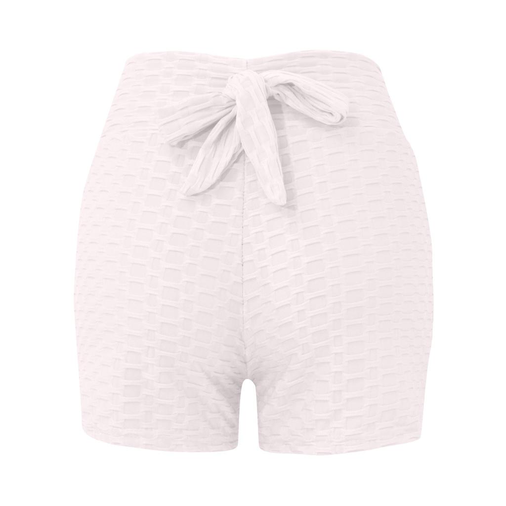 Women's Tie Back Slim Fit Casual Shorts Yoga Pants Color High Waist Sports Shorts