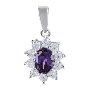 [R7166] - Silver Pendant 'Victorina' Silvery White Amethyst (rhodium) - 12x10mm
