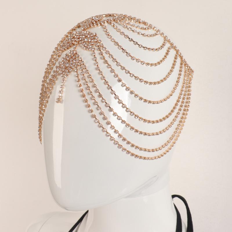 Rhinestone Tassel Hair Chain - Retro European & American Headdress Accessory