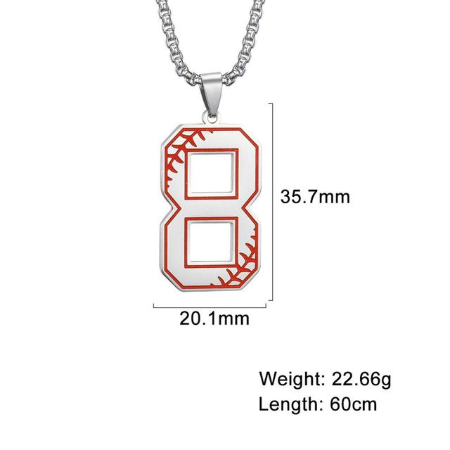 My Shape Baseball Pattern Number Pendant Necklace For Men Sport Basketball Figure Stainless Steel Necklaces Fashion Male Jewelry