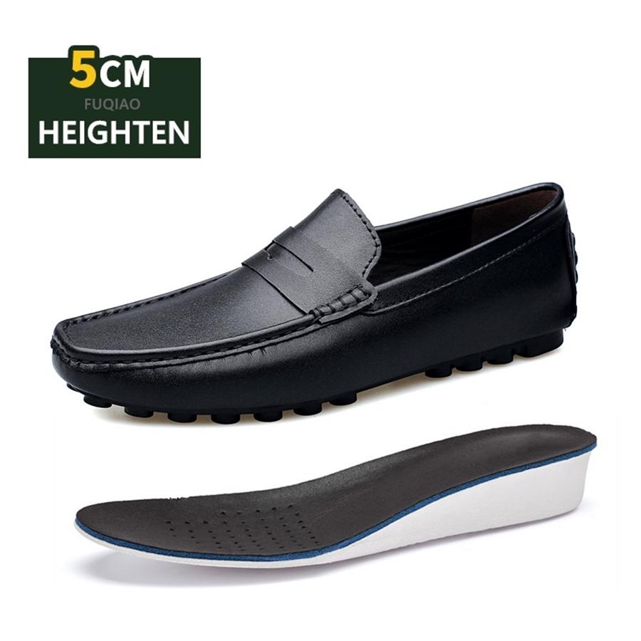 

Men s 5cm Height Increasing Shoes Elevator Sneakers Split Leather Casual Driver Loafers Comfortable Fashion Lift Footwears 36 чёрный