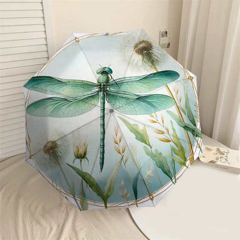 

1PC Dragonfly Dandelion Automatic Open/Close Umbrella with Windproof, 8-Rib Sturdy Canopy, Durable Ribs, Fashionable Design,1265a