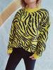 Women's new autumn and winter commuting knitted zebra print contrasting pullover sweater KTB