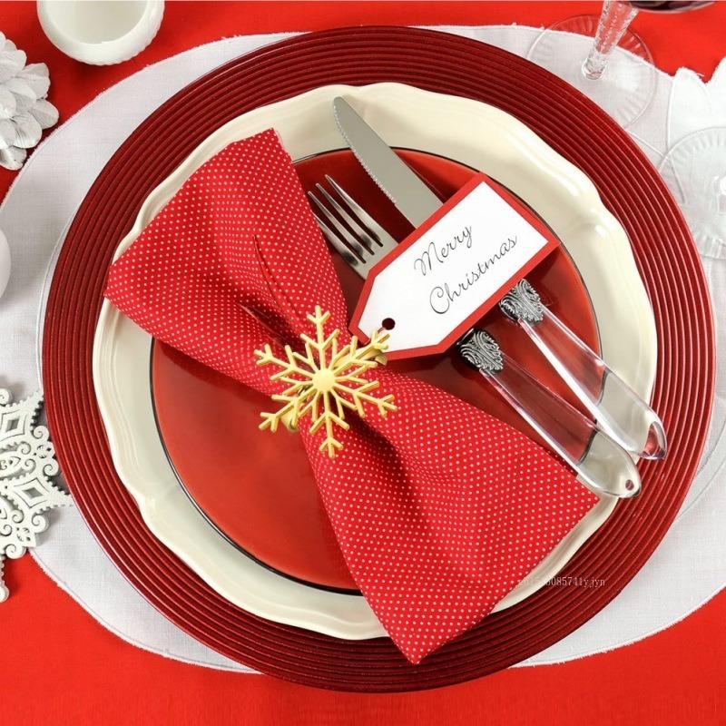 1pcs Snowflake Napkin Ring Gold Silver Napkin Rings Holder for Christmas Holiday New Year Wedding Party Table Decor Accessories