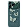For iPhone 17 Pro Case Green Butterfly Pattern Printing Straight Edge TPU Phone Back Cover