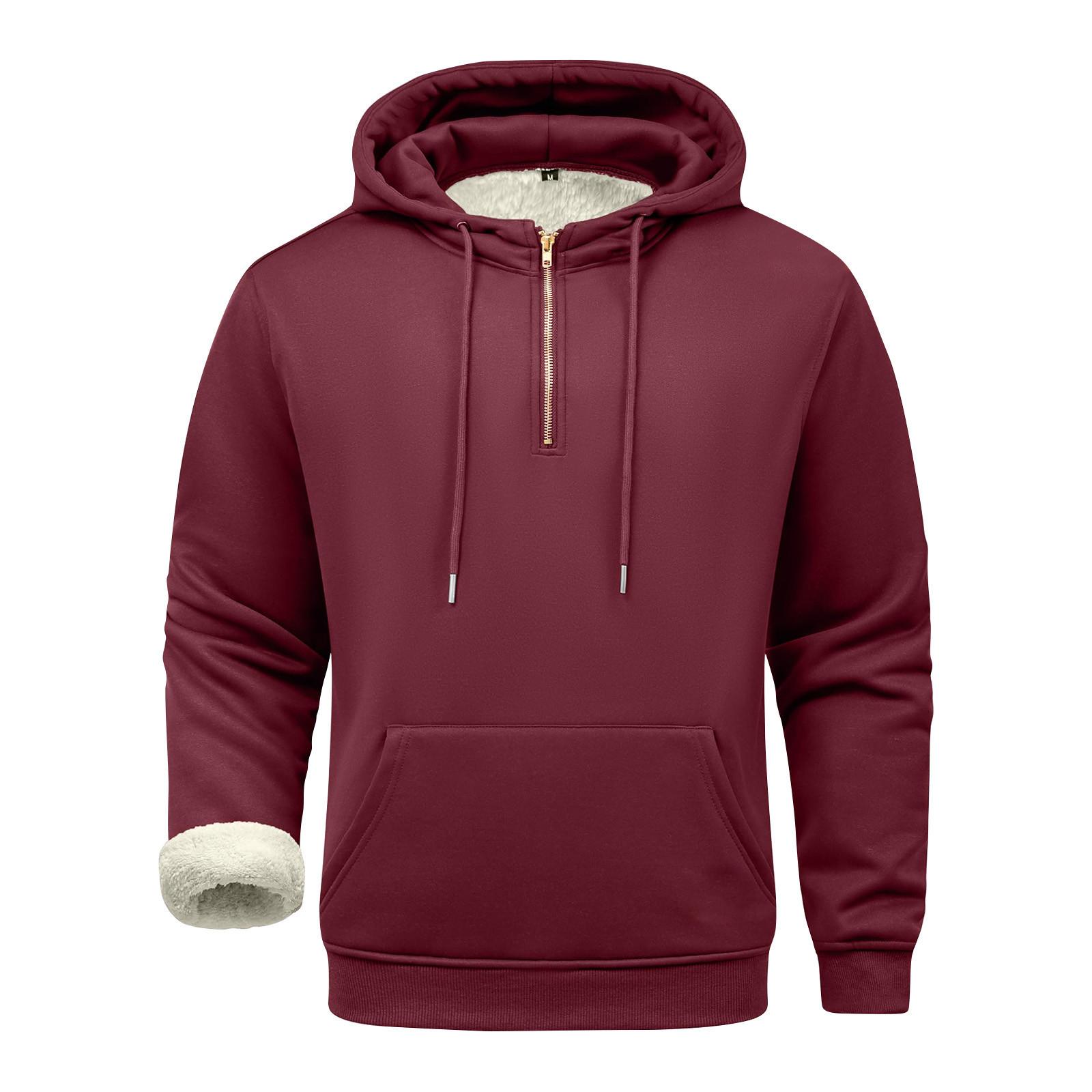 

Men s Solid Color Half-Zip Fleece Hoodie Men s Sports Large Size Casual Fleece Hoodie XXXL красный