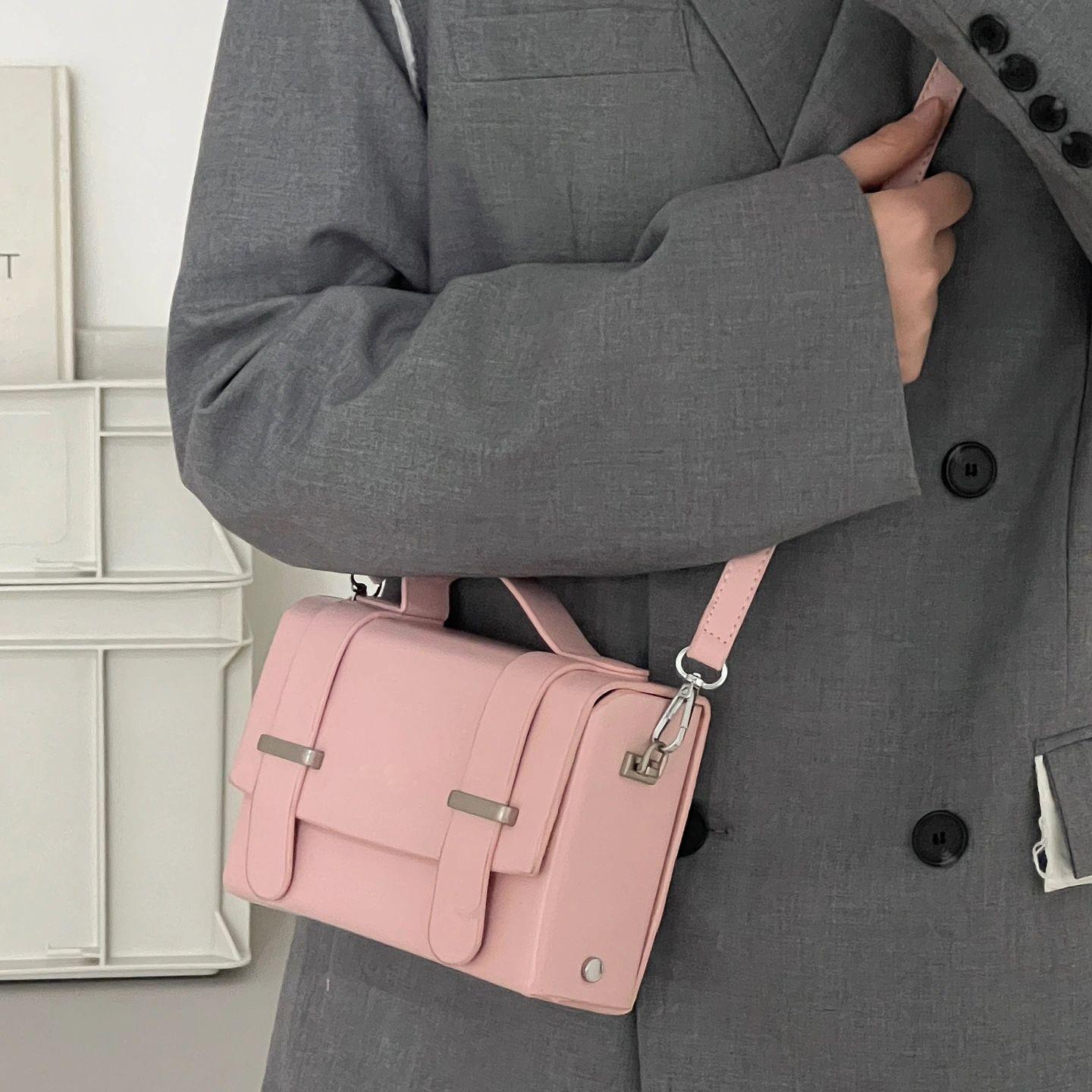 

JIAERDI Vintage Black Square Bag Women Pu Leather Chain Handle Casual Crossbody Bags Female Harajuku Luxury Designer Bag Y2k рожевий