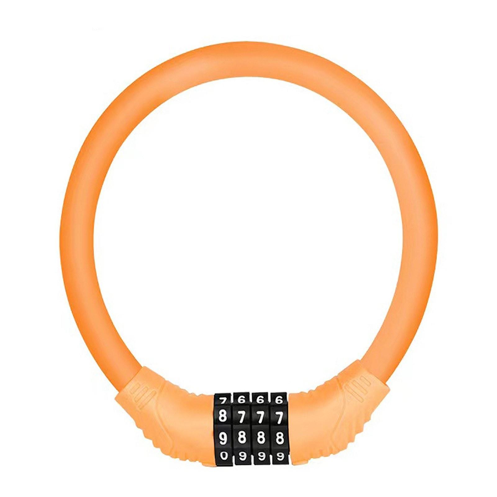 Pocket Size Portable 4 Digit Private Password Bike Lock Cable Lock Bicycle Security Lock Anti-Theft Code Bike Lock for Bike Electric Scooter Orange