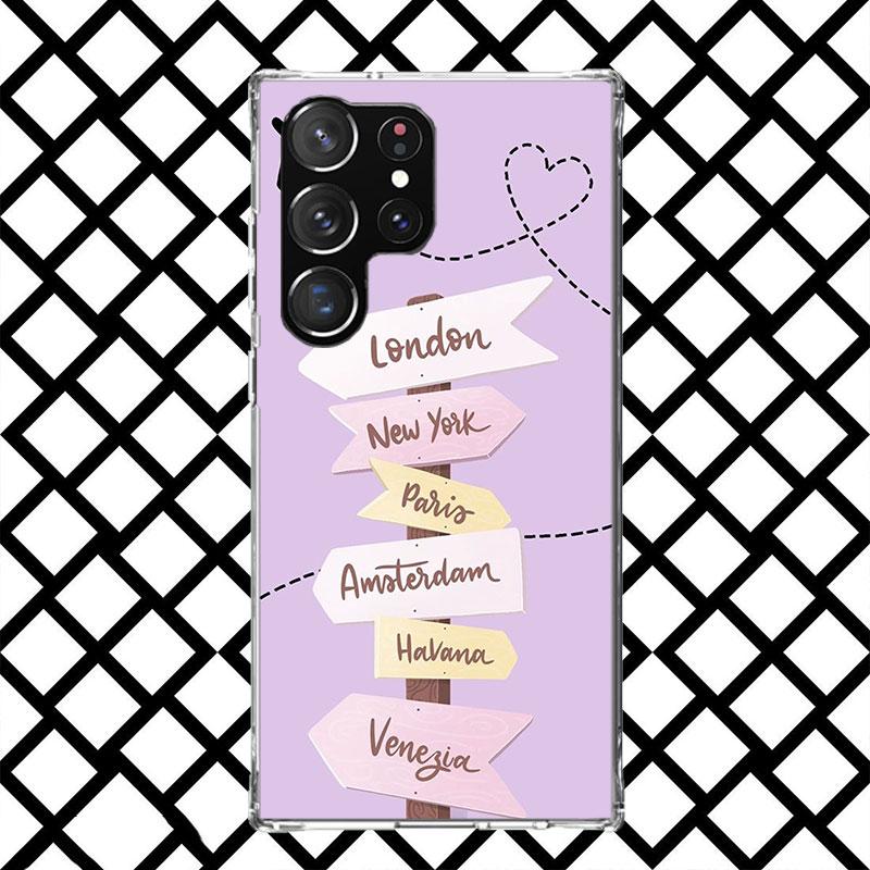 World Map Travel Plans Phone Case for Samsung Galaxy S26 S25 Edge S24 S23 Ultra S22 Plus S21 FE S20 + Soft Cover Print Fundas Ga