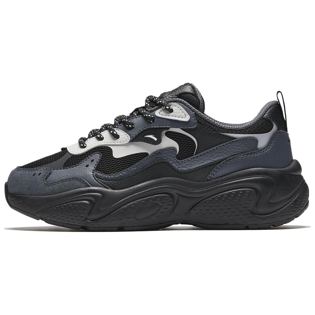 New Anta Stars Anti Slip And Wear Resistant Breathable Low Top Chunky Sneakers Women's Black Gray 922518806-5
