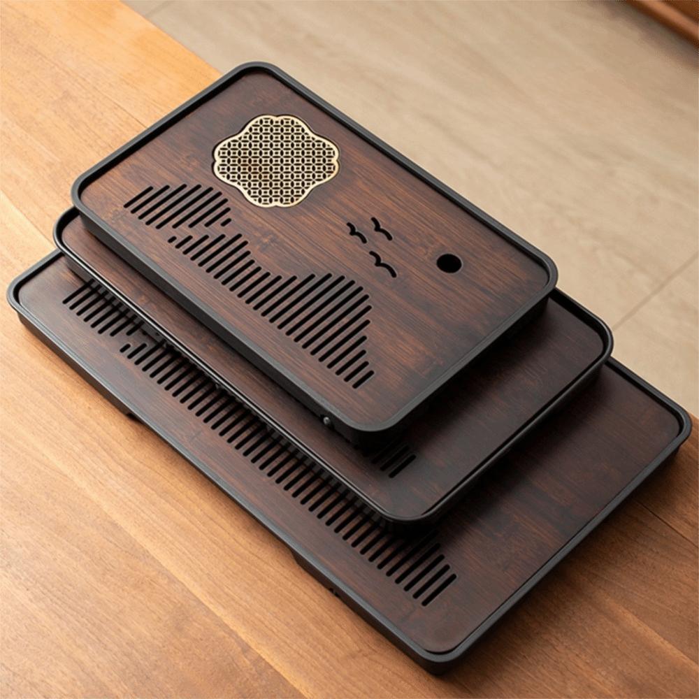 Rectangular Tea Serving Plate Japanese Style Water Storage Tea Tray Bamboo Drain Tea Tray  Office
