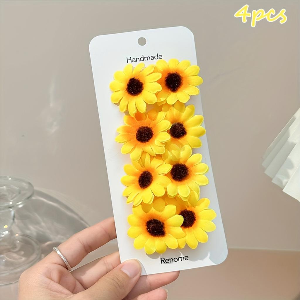 4PCS Floral Hair Clips Side Bang Hairpins Daisy Design Decorative Flower Hair Accessories for Women Girls Hair Styling