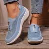 Women's Autumn Casual Sports Shoes - Large Size, European & American Style, Flat Round Toe, Wedge Heel Slip-Ons