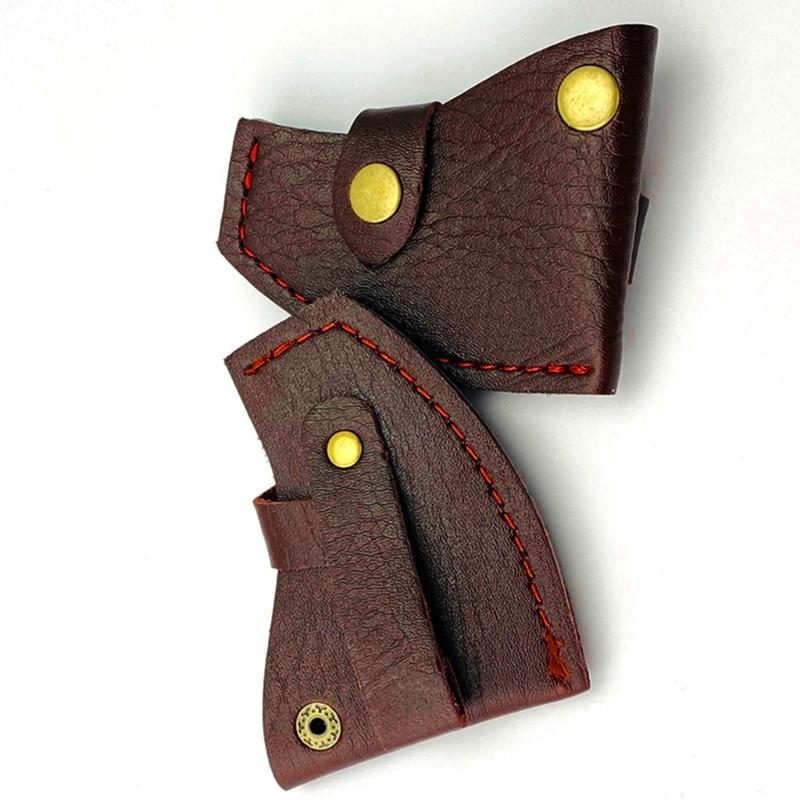 PU Leather Axes Cover with Button Clip, Hatchets Sleeve Leather Axes Head Cover Waist Mounted Hatchets Cover Axes Sheath