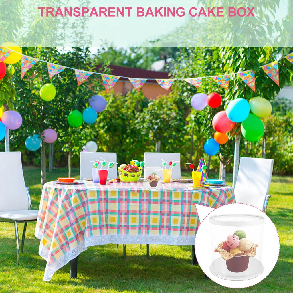 Transparent Cake Box Baking Packing Case Food Container Holder White Round Gift Dessert Storage Kitchen Bar Use
