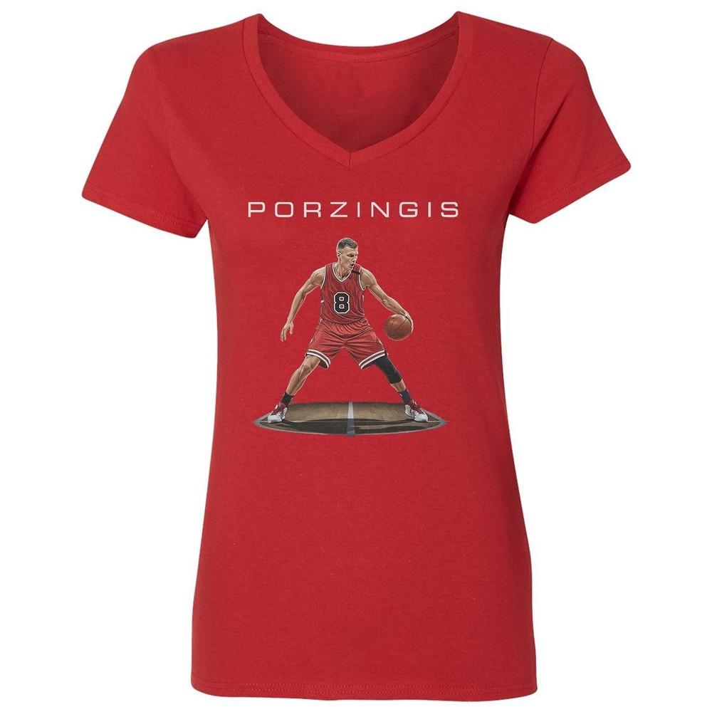 Kristaps Porzingis #8 Inspired - Atlanta Fans Tribute Ladies  V-Neck Tshirt Unisex T-Shirt M