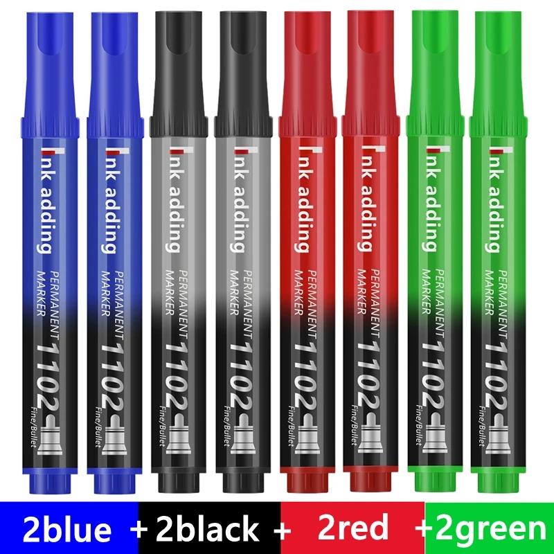 3-100 Pcs/Set Permanent Marker Pen Fine Point Waterproof Ink Thin Nib Crude Nib Black Blue Red Ink 2-3mm Fine Color Marker Pens