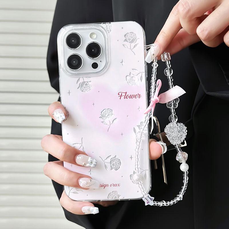 Zhitai Feather Yarn Transparent Silicone Case for iPhone 12-16 Pro, Compatible with 13 Pro and Newer Models, Designed for Female Users.