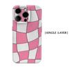 Wavy Pink Checkered Phone Case for IPhone 17 16 15 14 13 Pro Max Plus for Magnetic Single Double-layer Tough Case