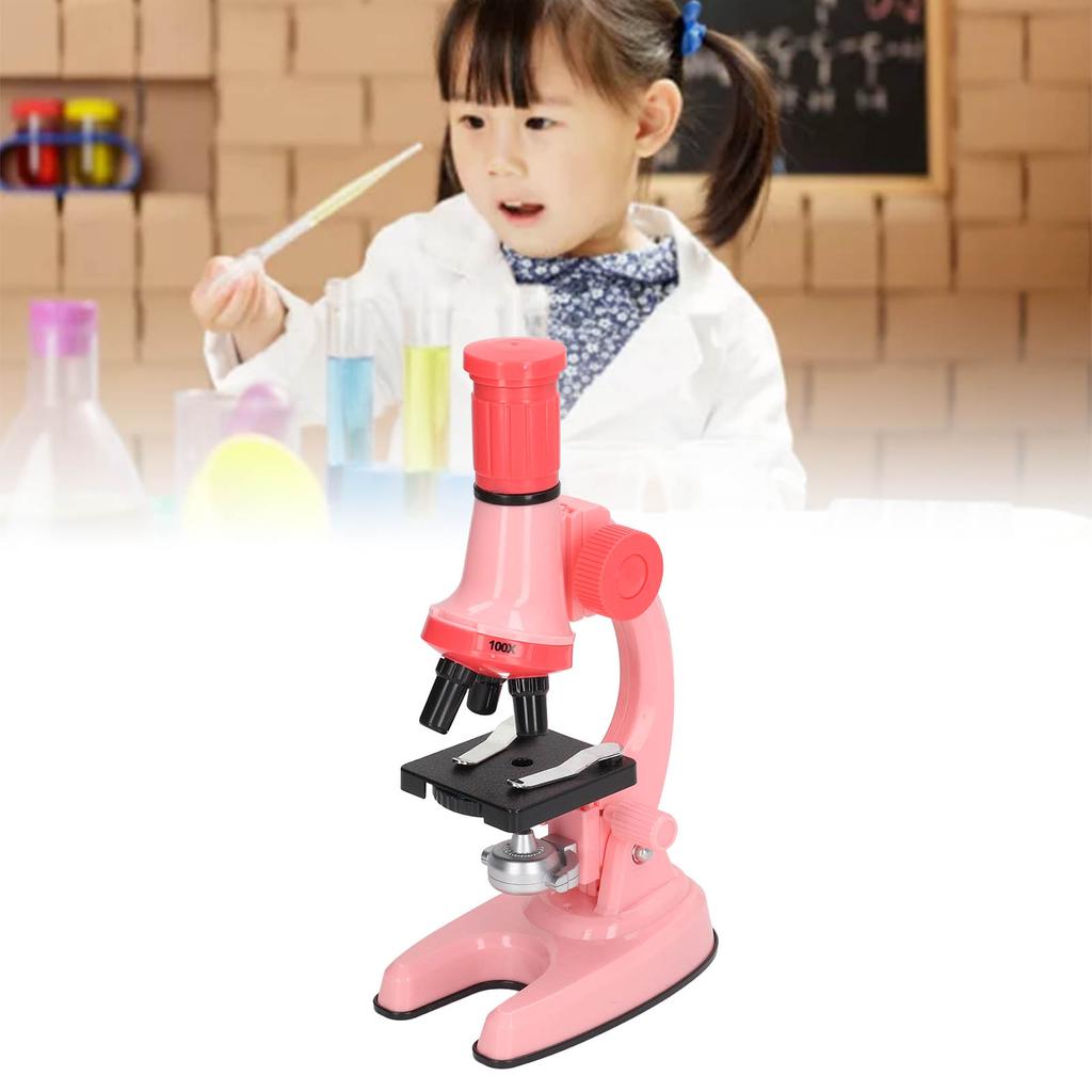 Microscope Toy Educational Biological Laboratory Tool Microscope Toy for Children Kids Pink