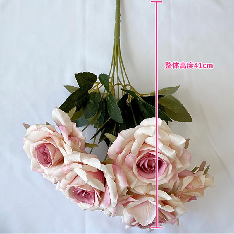 41Cm 7 Forks Silk Screen Rose Artificial Flower Wedding Living Room Decoration Road Guide Bouquet, Artificial Flower