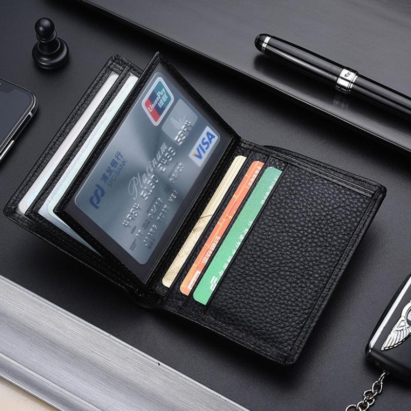Classical Cowhide Leather Men's Wallets ID Credit Card Holders Short Coin Purses Money Bag Clip Driver License Cover