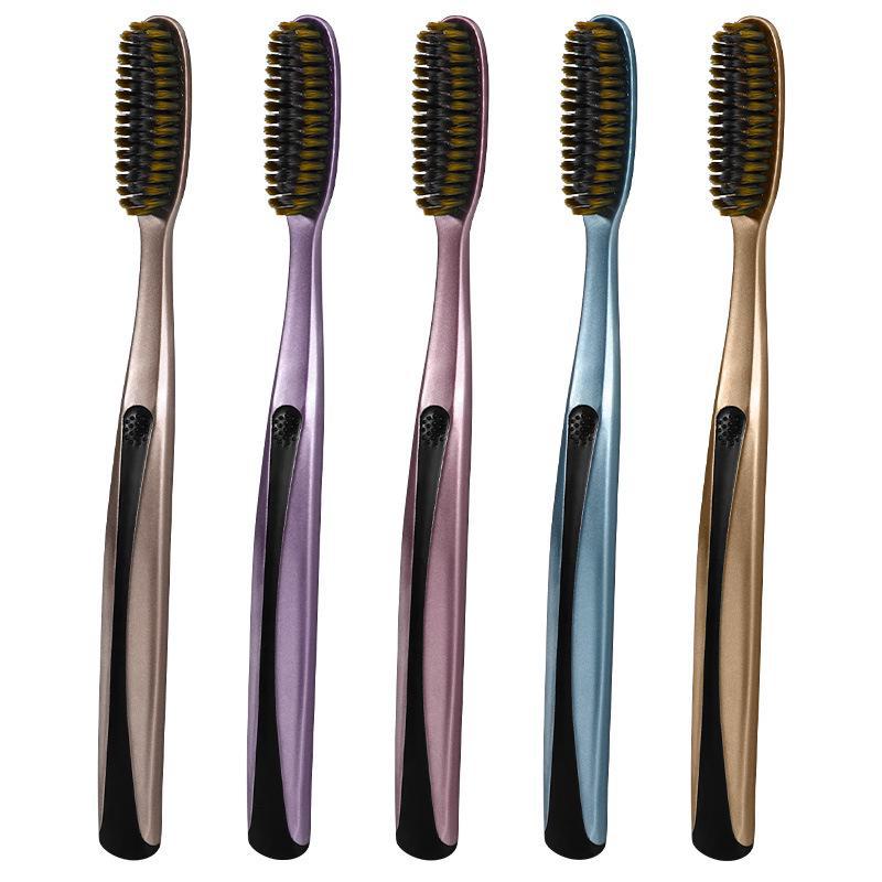 [5 Pack] U-Shaped Long Head Soft Bristle Toothbrush for Adults - Non-Slip Wide Handle