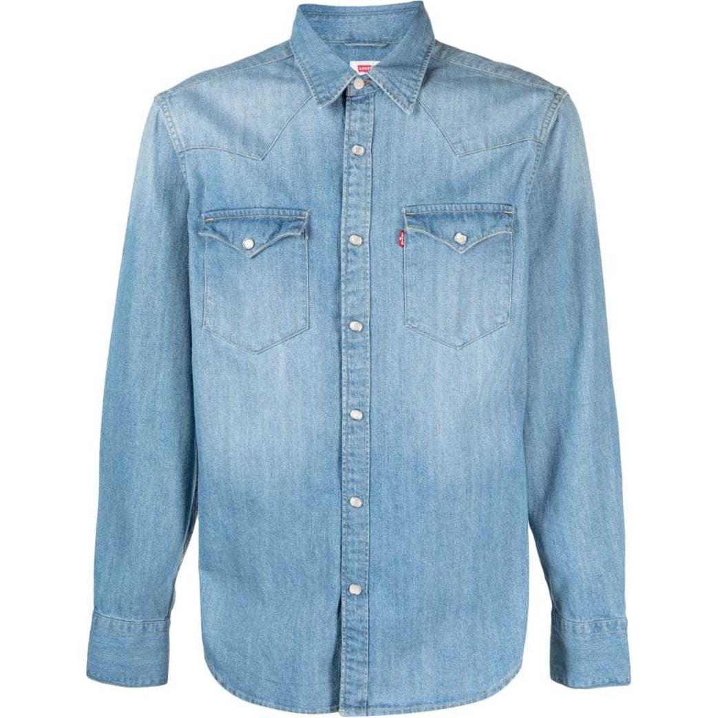 

Levis однотонная однобортная рубашка с острым воротником и длинными рукавами, мужские топы, светло-голубые 85744-0047 M