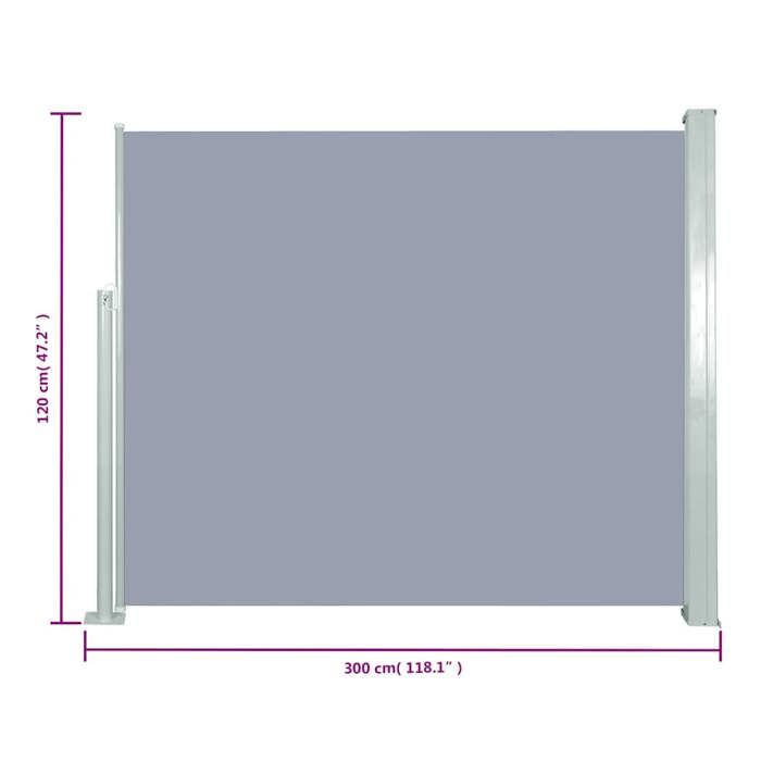 VidaXL Auvent Latéral Rétractable 120x300 cm Gris Brise-vue Store Abri Balcon 45363