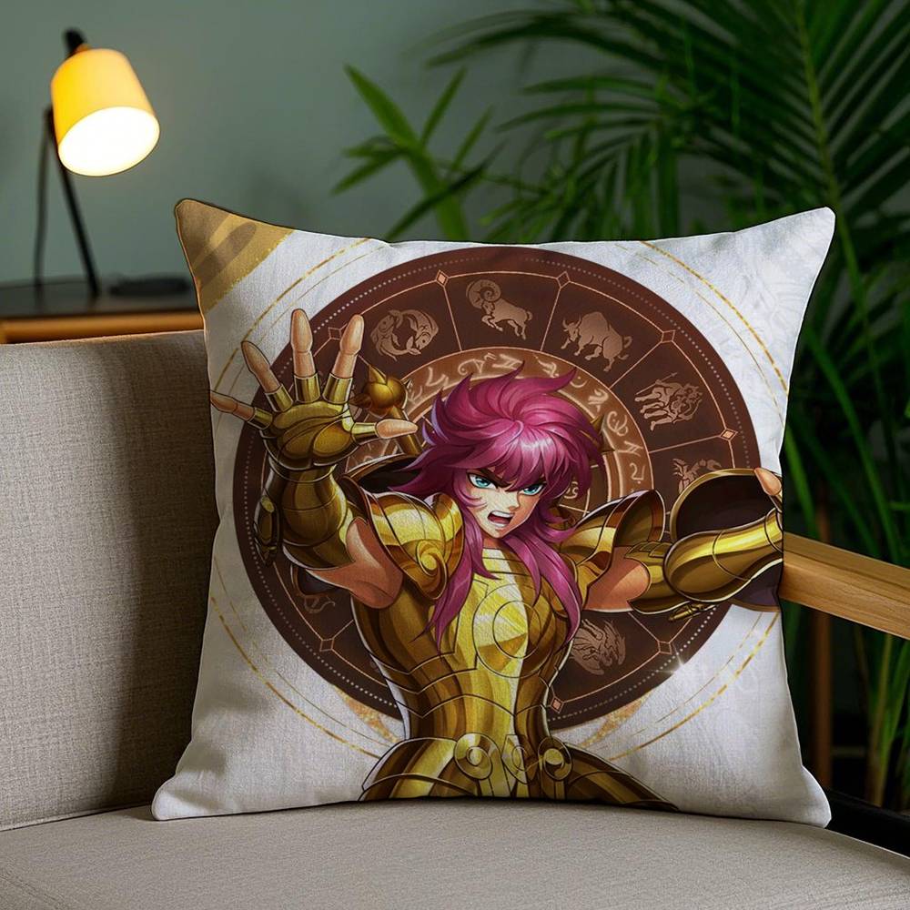 Animation 12 Gold S-Saint S-Seiya Pillow Case Home Dorm Chair Back Short Plush Double-sided Printing Office Cushion Cover