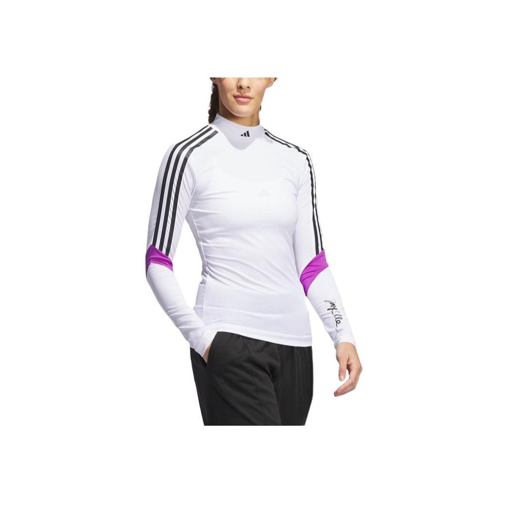 Adidas Jay3lle Striped Slim Fit Long Sleeve T-Shirt Women Tops White IT0872