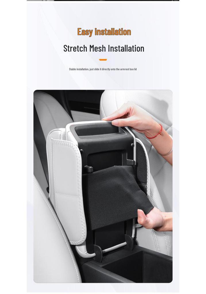 Zunjie S800 Armrest Box Pad with Tissue Box, Cup Holder, and Storage Bag for Car Interior Accessories.