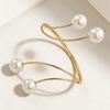 Pearl Metal Adjustable Punk Arm Bracelet - Light Luxury Geometric Design