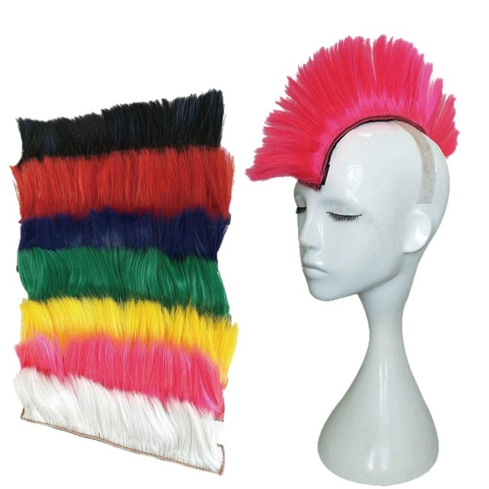 Reusable Mohawk Synthetic Wigs Adhesive Helmet Mohawk Wig Decorative Helmet Decorations  Ski Helmet