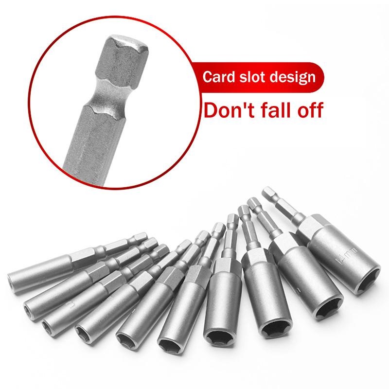5.5-19Mm Electric Nut Driver Drill Bit Set Impact Socket Adapter Hexagonal Screwdriver Bit Nut Wrench Power Tool Accessories