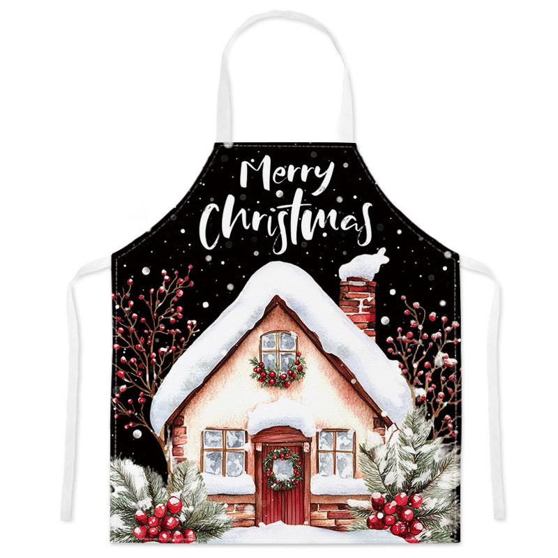 

1 шт. Водонепроницаемый фартук с мультяшным принтом, защитный, для вечеринки, дышащий, кухонный, регулируемый, Санта-Клаус, устойчивый к пятнам, 68x55 см