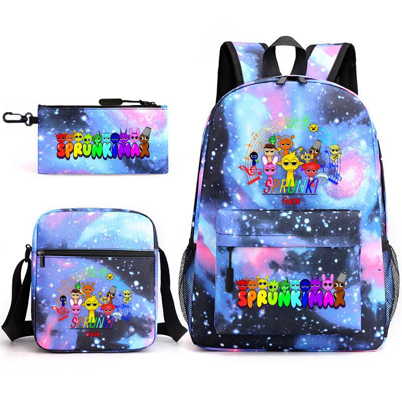 Anime Cartoon Backpack Sprunki Large Capacity Primary School Student Schoolbag Satchel Pencil Case