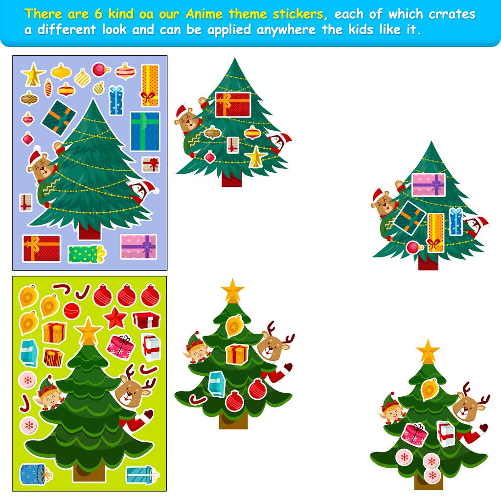 6 Stück/Set DIY Weihnachtsbaum Schneeflocken Puzzle, Tür- und Fensterdekoration für festliche Atmosphäre, Puzzle-Aufkleber Weihnachtsgeschenke