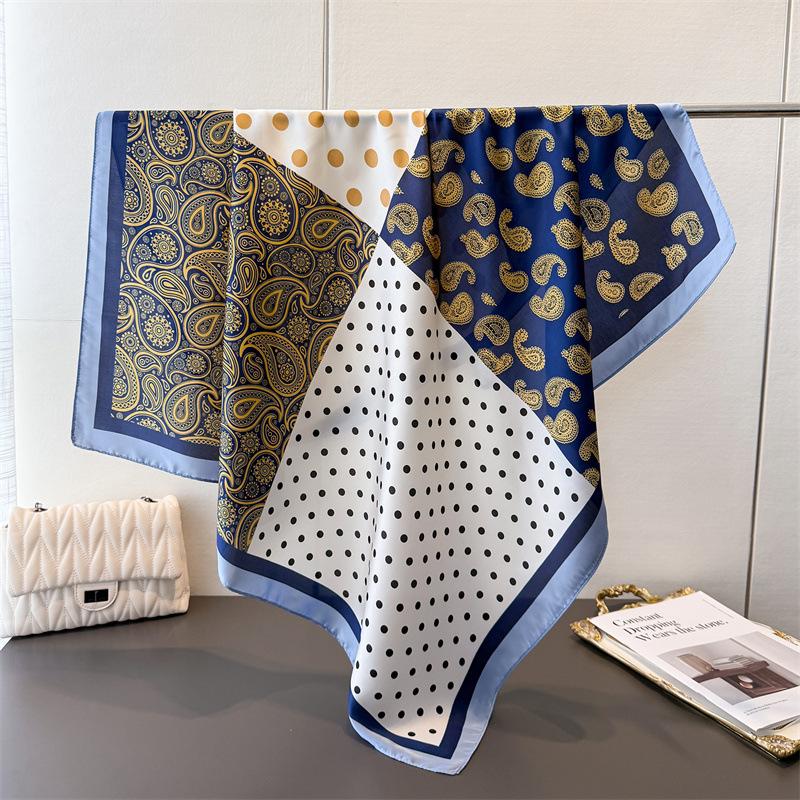 Cashew Polka Dot Simulation Silk High-End Printing Large Square Scarf Silk Scarf Shawl Headscarf Neck Protection Scarf Decorative Women'S Scarf