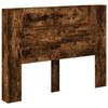 Storage Headboard with LED Smoked Oak Wood Based Material
