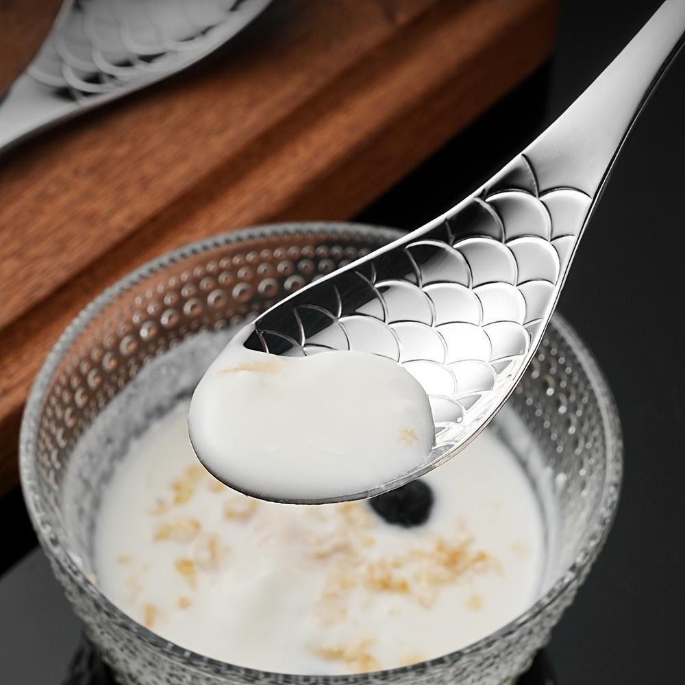 3/6/12 ks Nerezová sada příborů ve tvaru ryby s ozdobnými rukojeťmi, Elegantní lžička na kaviár, Polévková lžíce, Dezertní lžička pro domácnost