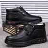 2025 new men's shoes lace-up leather shoes lace-up men's thermal casual shoes comfortable high-top shoes