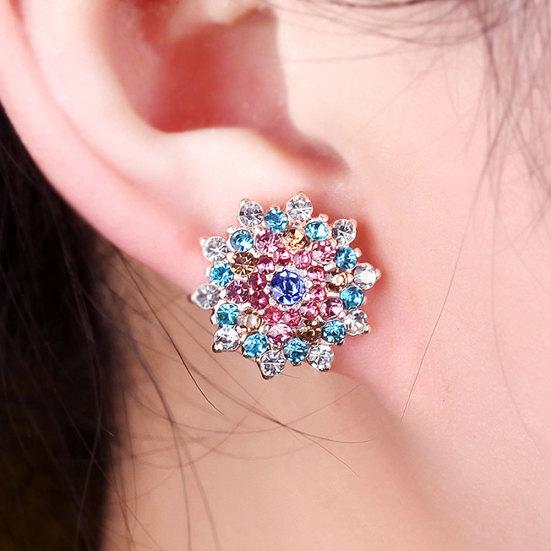 

Colorful Rhinestone Inlaid Sunflower Stud Earrings Women Jewelry Gift